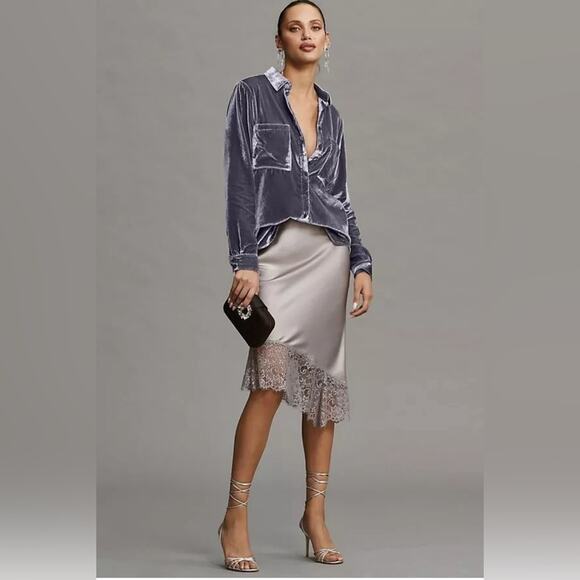 Anthro Pilcro Hadley Velvet Top - Picture 2 of 7